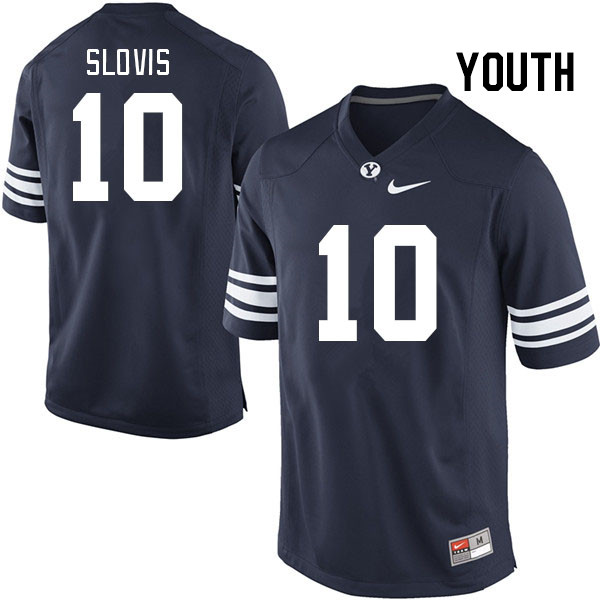 Youth #10 Kedon Slovis BYU Cougars College Football Jerseys Stitched-Navy - Click Image to Close
